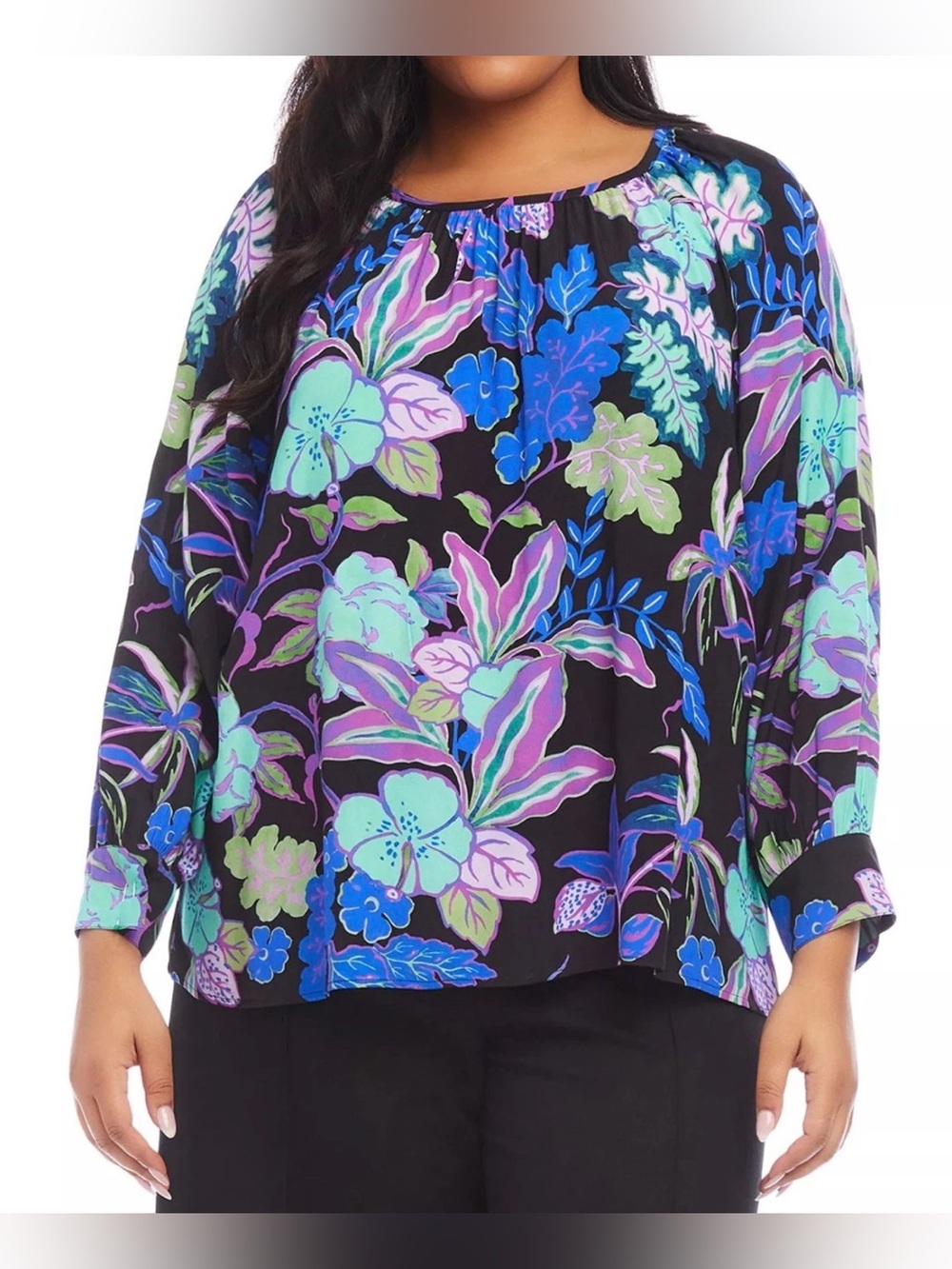 NEW Women's Plus Size Karen Kane Long Crystal Girl Long Sleeve Peasant Top $149
